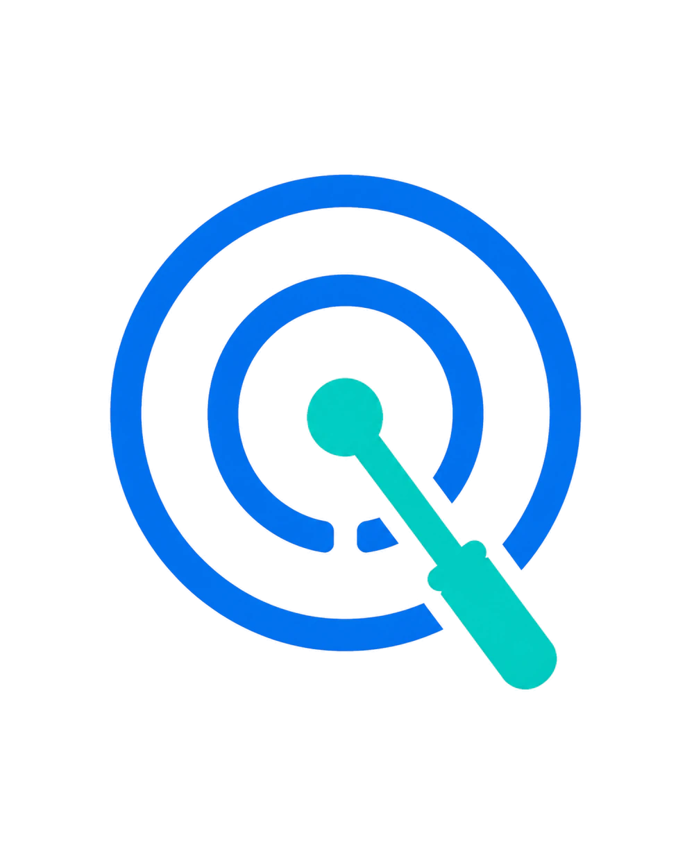 A testing pointer aimed at a single validation target