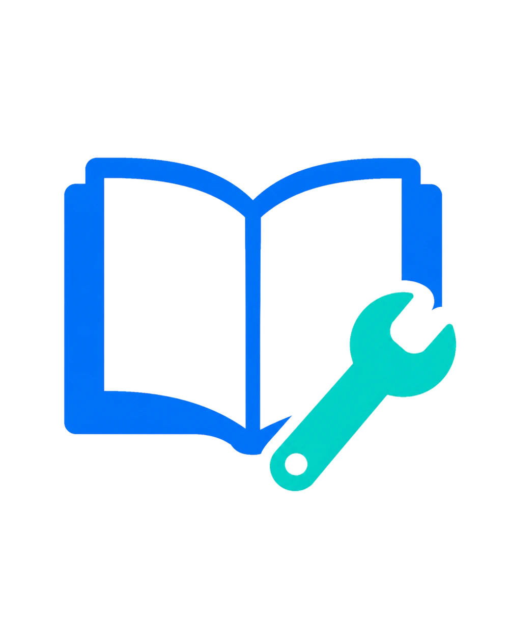 An open course book and wrench representing customized content